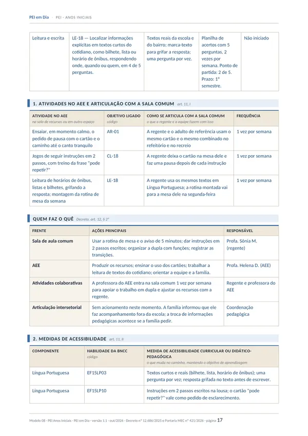 Exemplo de PEI preenchido com caso fictício