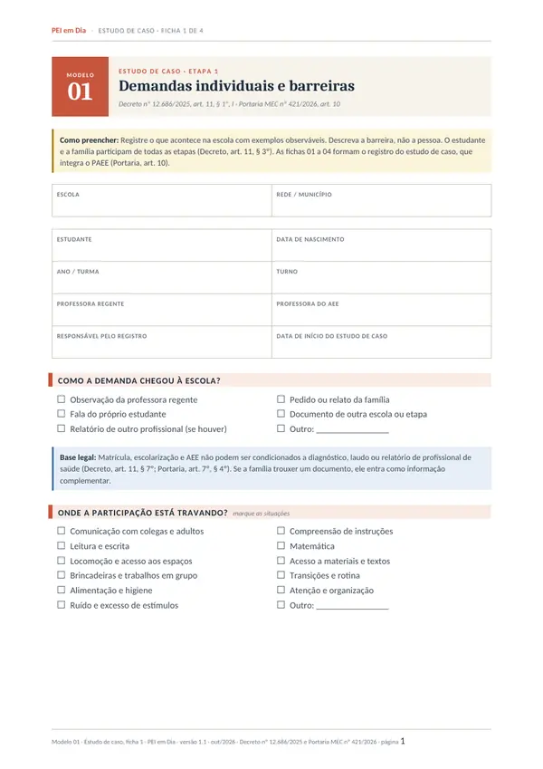 Ficha 01 do estudo de caso